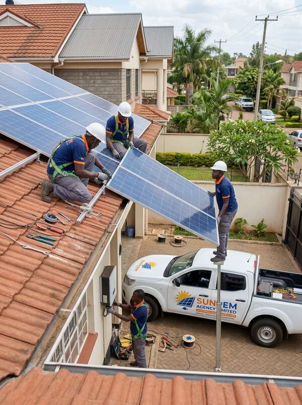 SunPem Agency team and equipment delivering an off-grid solar project in Makueni